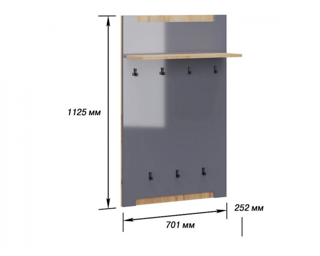 Панель вешалки Стокгольм графит глянец / крафт золотой