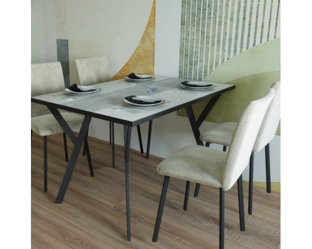 Стол обеденный Милан Ст114.0 ясень анкор светлый / мрамор марквина синий